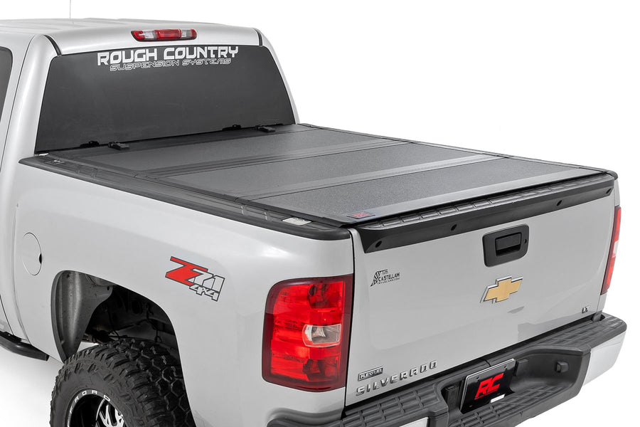 Rough Country - Hard Tri-Fold Flip Up Bed Cover - 5'9 In. Bed - Chevy/GMC 1500 (07-13)