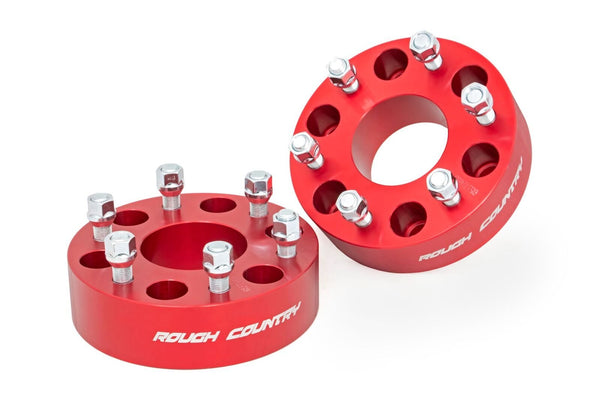 Rough Country - 2 Inch Wheel Spacers - 6x5.5 - Red - Chevy/GMC 1500 Truck & SUV