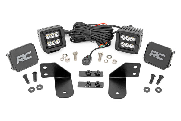 Rough Country - LED Light - RR Cage Mount - 2 In. Black Spot Pair - Polaris Ranger 1000/Ranger XP 900/1000