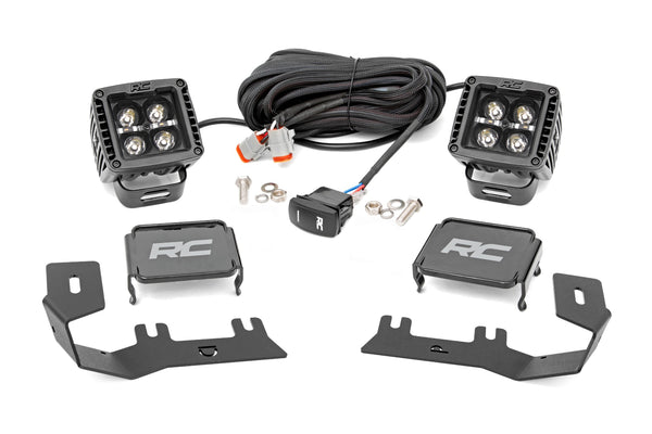Rough Country - LED Ditch Light Kit - 2in Black Pair - Amber DRL - Chevy/GMC 1500 (14-18 & Classic)