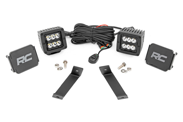 Rough Country - LED Light Kit - Ditch Mount - 2 In. Black Pair - Spot - Jeep Cherokee KL (14-21)