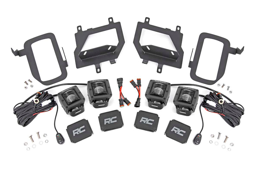 Rough Country - LED Light Kit - Fog Mount - Dual 2 In. Black Pairs - SAE - Ford F-150 (15-17)