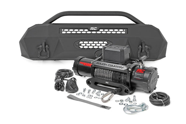 Rough Country - Front Bumper - Hybrid - 9500-Lb Pro Series Winch - Synthetic Rope - Toyota Tacoma (16-23)