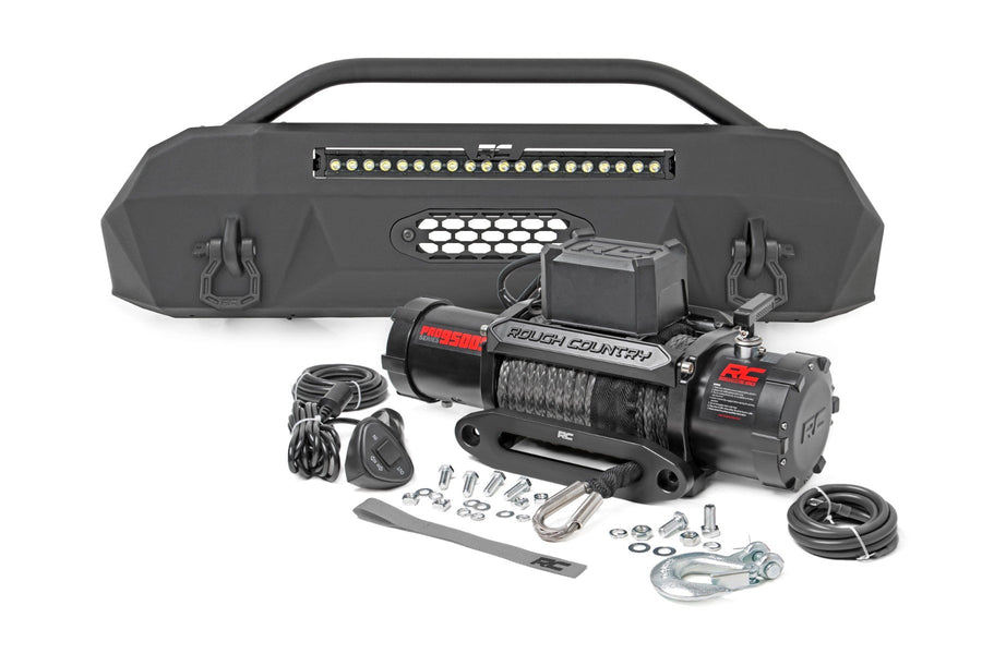 Rough Country - Front Bumper - Hybrid - 20 In. Blk DRL LED - 9500S - Toyota Tacoma (16-23)
