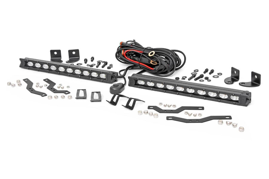 Rough Country - LED Light Kit - Grille Mount - 10 In. Black Slimline Pair - Ford F-150 (18-20)