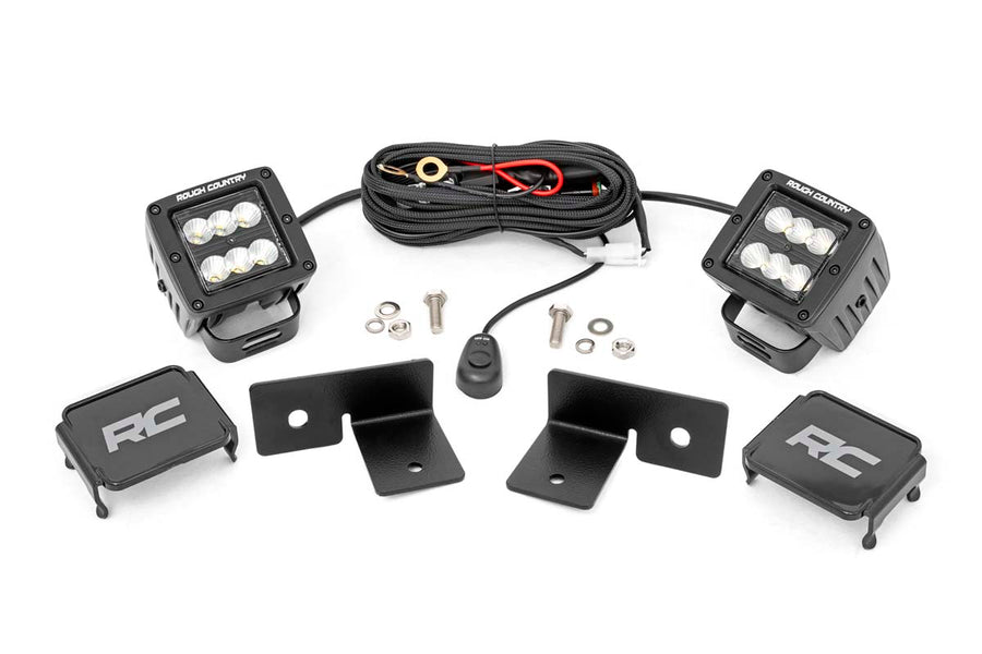 Rough Country - LED Light Kit - Under Bed Mount - 2 In. Black Pair - Spot - Polaris General XP 4 1000