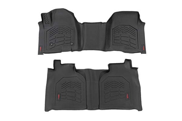 Rough Country - Sure-Fit Floor Mats - FR & RR - FR Over Hump - Crew - Chevy/GMC 1500/2500HD/3500HD (19-25)