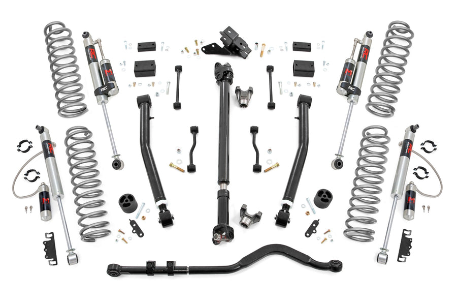 Rough Country - 3.5 Inch Lift Kit - Adj Lower - FR D/S - M1R - Jeep Wrangler Unlimited 4WD (24-25)