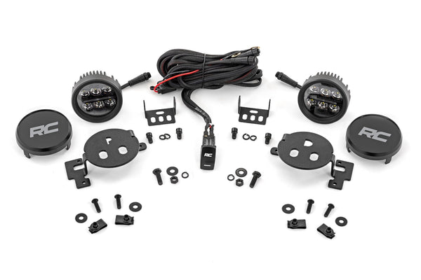 Rough Country - LED Fog Light Kit - 3.5 Inch Round Black Series - Amber DRL - Ram 1500 (2019-2024) - 30005