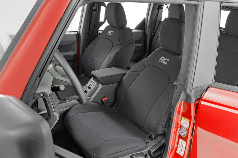 Rough Country - Seat Covers - Bucket Seats -W/Fold Down RR Armrest -FR & RR - 4DR - Ford Bronco (21-25)