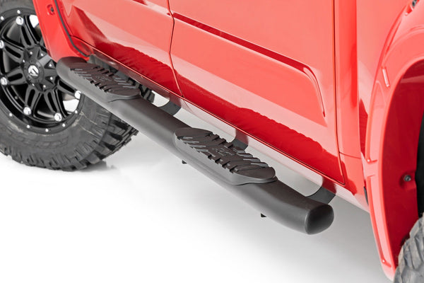 Rough Country - Oval Nerf Steps - Crew Cab - Black - Toyota Tundra 2WD/4WD (2022-2025)