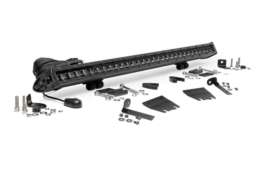 Rough Country - LED Light Kit - Hood Mount - 30 In. Black Single Row - Jeep Gladiator JT/Wrangler JL (18-25)