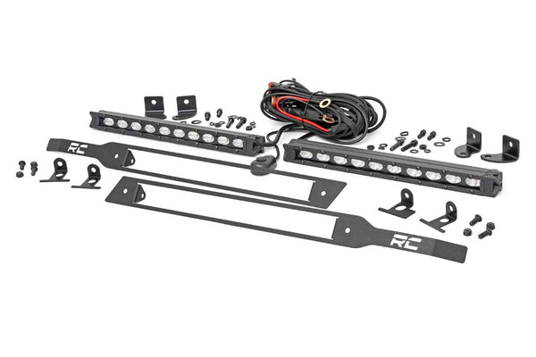 Rough Country - LED Light Kit - Grille Mount - 10 In. Black Slimline Pair - Chevy Silverado 1500 (19-22)