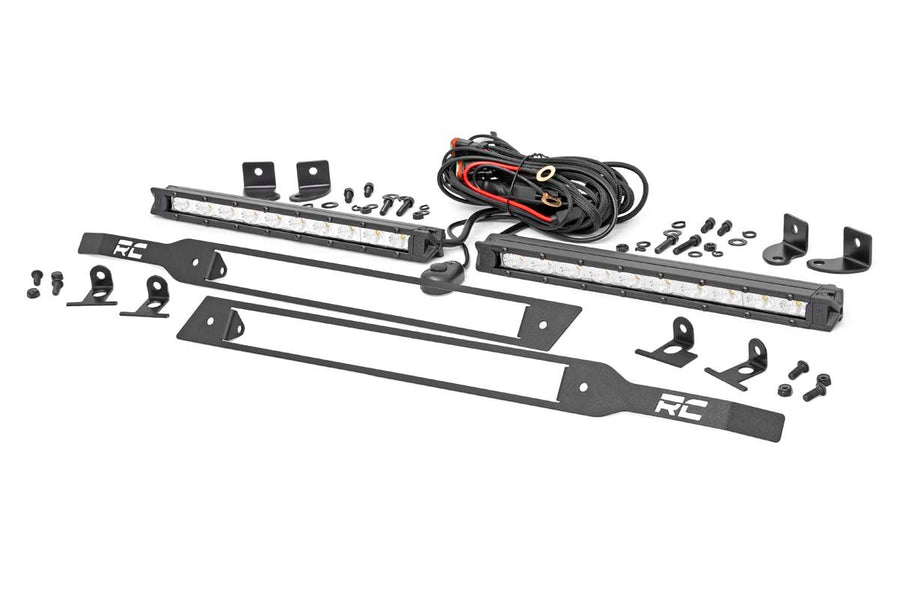 Rough Country - LED Light Kit - Grille Mount - 10 In. Chrome Slimline Pair - Chevy Silverado 1500 (19-22)