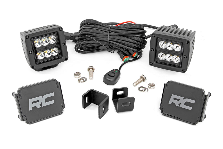 Rough Country - LED Light Kit - Ditch Mount - 2 In. Black Pair - Spot - Toyota Tundra (22-25)