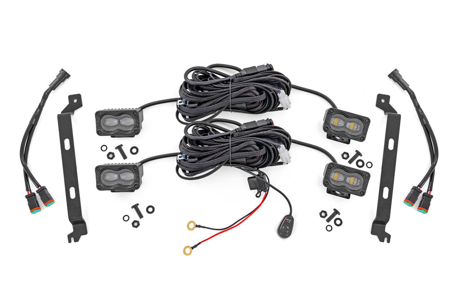 Rough Country - LED Fog Light Kit - 3x1.75 Inch Black Series Slim Aux - Toyota Tacoma (2024-2026) - 72119