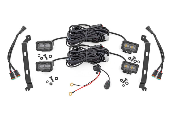 Rough Country - LED Fog Light Kit - 3x1.75 Inch Black Series Slim Aux - Yellow - Toyota Tacoma (2024-2026) - 72120