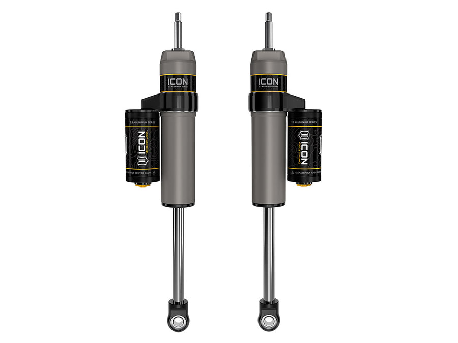ICON 2005-2025 Ford Super Duty 4WD 0-2.5” Lift Front. V.S. 2.5 Aluminum Series Shock Absorbers Piggyback Reservoir Pair