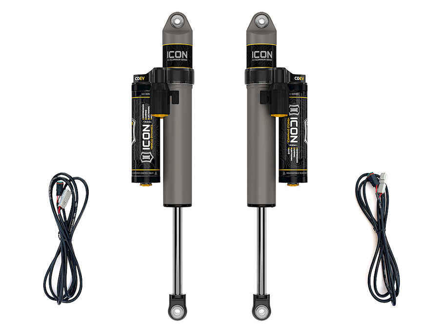 ICON 2018-2023 Jeep Wrangler JL 2.5" Lift Rear V.S. 2.5 Aluminum Series Shock Absorbers Piggyback Reservoir W/ CDEV Pair