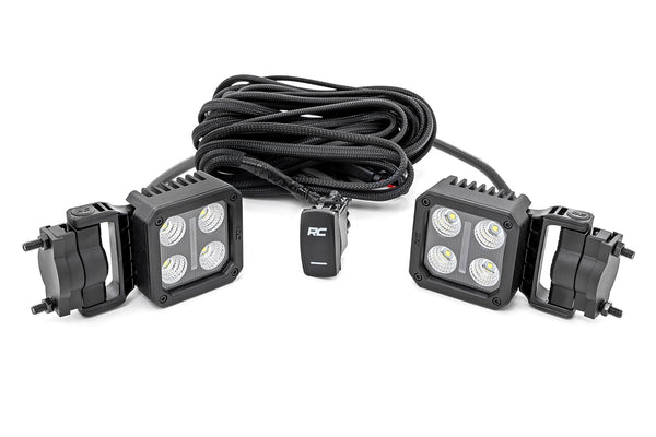 Rough Country - Black Series LED Light Pair - 2 Inch - Flood - Swivel Mount