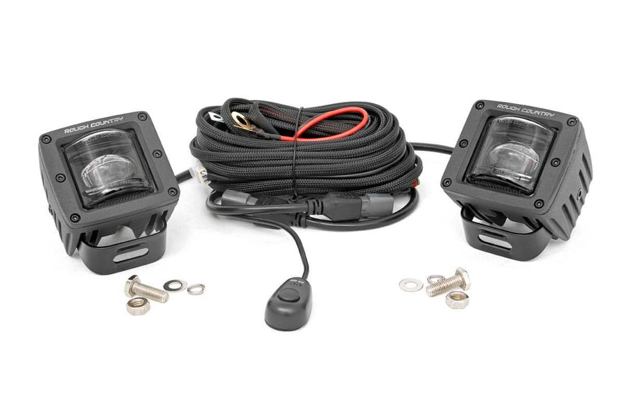Rough Country - 2 Inch Black Series LED Light Pods - SAE Fog - Pair