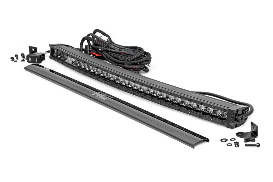 Rough Country - 30 Inch Black Series LED Light Bar - Curved - Single Row - Cool White DRL