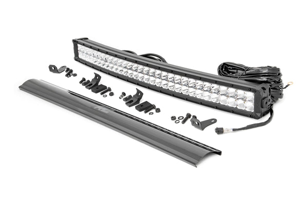 Rough Country - 30 Inch Chrome Series LED Light Bar - Curved - Dual Row - Cool White DRL