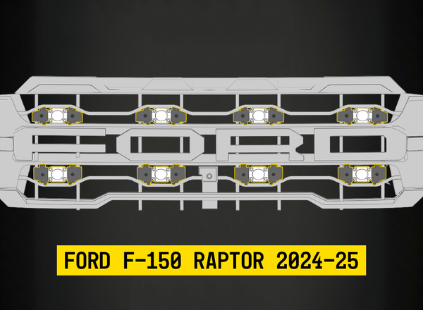 Tiny Monster 42FA8 Tiny Monster Grille Kit For Ford F-150 Raptor 2024-25 (8 Pods Harness Brackets)