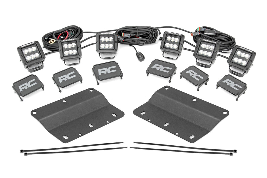 Rough Country - LED Light Kit - Fog Mount - Triple 2 In. Black Pair - Spot - Ford Bronco (21-25)