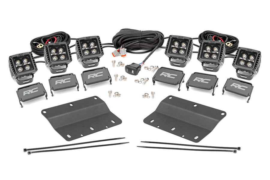 Rough Country - LED Light Kit - Fog Mount - Triple 2 In. Black Pair - White DRL - Ford Bronco (21-25)