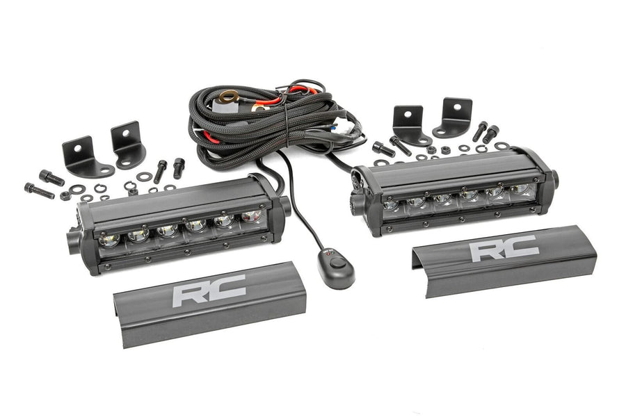 Rough Country - 6 Inch Black Series LED Light Bar - Single Row - Pair