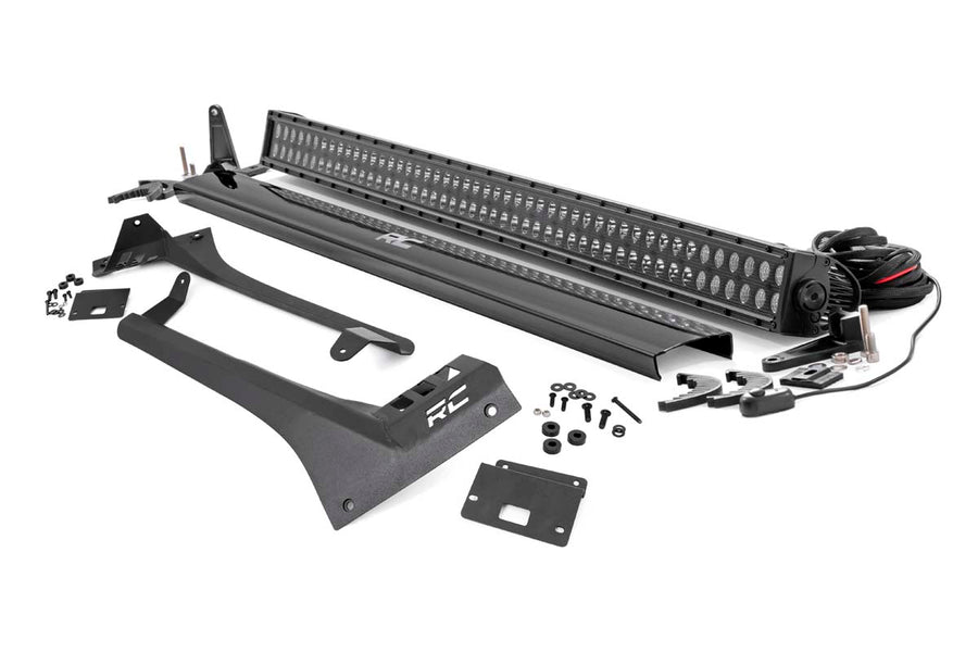 Rough Country - LED Light Kit - Windshield Mount - 50 In. BLK Dual Row - Jeep Gladiator JT/Wrangler JL (18-25)