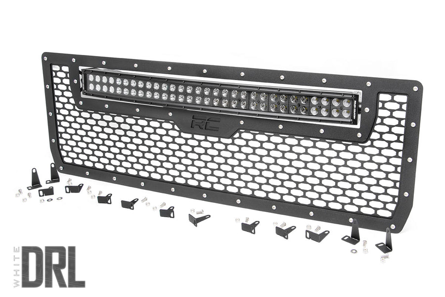 Rough Country - Mesh Grille - 30 In. Dual Row LED - Black - White DRL - GMC Sierra 1500 (14-15)