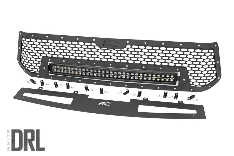 Rough Country - Mesh Grille - 30 In. Dual Row LED - Black - White DRL - Toyota Tundra (14-17)