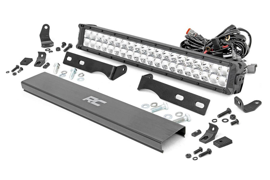 Rough Country - LED Light Kit - Bumper Mount - 20 In. Chrome Dual Row - Amber DRL - Jeep Grand Cherokee WK2 (11-20)