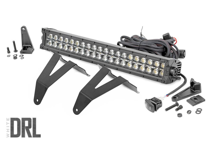 Rough Country - LED Light Kit - Bumper Mount - 20 In. Black Dual Row - White DRL - Ram 1500 (19-24)