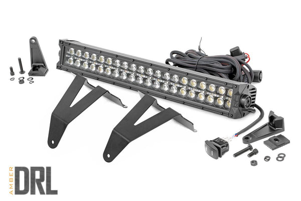 Rough Country - LED Light Kit - Bumper Mount - 20 In. Black Dual Row- Amber DRL - Ram 1500 (19-24)