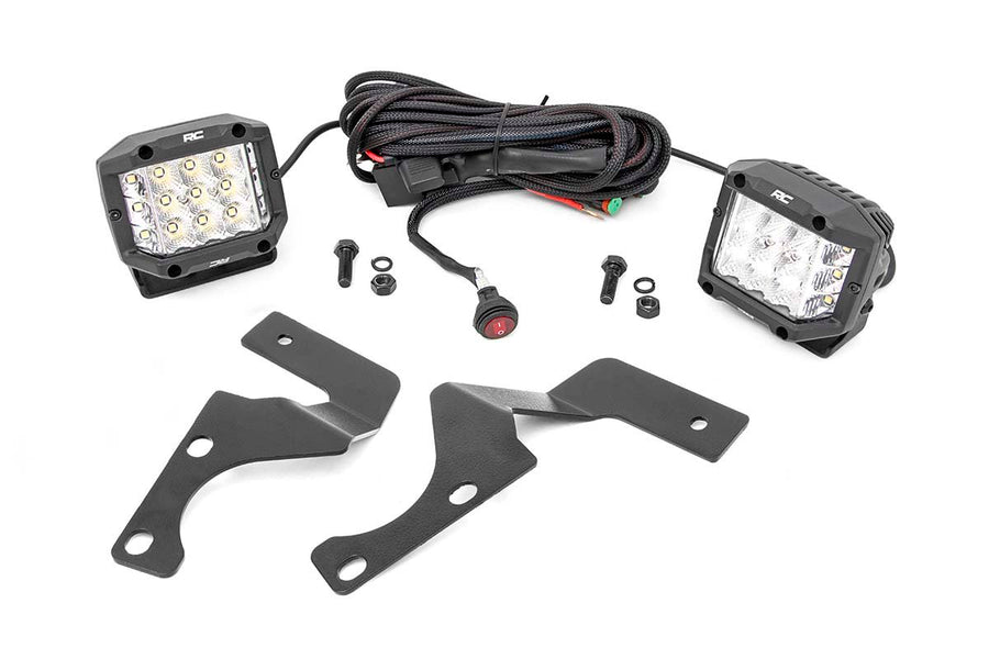 Rough Country - LED Light Kit - Ditch Mount - 3 In. Chrome Wide Angle Pair