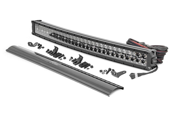 Rough Country - 30 Inch Black Series LED Light Bar - Curved - Dual Row - Amber DRL