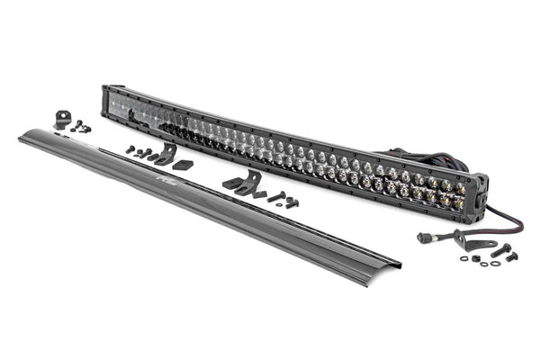 Rough Country - 40 Inch Black Series LED Light Bar - Curved - Dual Row - Cool White DRL