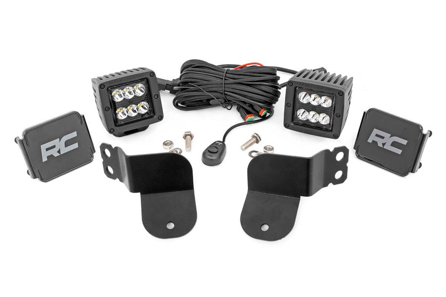 Rough Country - LED Light Kit - Cage Mount - 2 In. Black Pair - Spot - Polaris General XP 4 1000