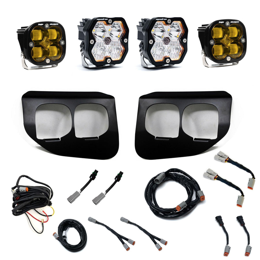 2020-2022 Ford Super Duty Dual Fog Pocket Kit Squadron 2.0 SAE/Sport Amber/Clear SAE Fog