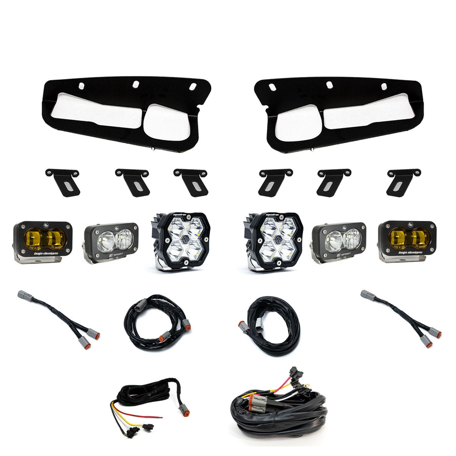 Ford Bronco (21-26) S2 SAE Amber S2 Sport D/C Clear Squadron 2.0 Sport Clear Spot Steel Bumper W/ Upfitter
