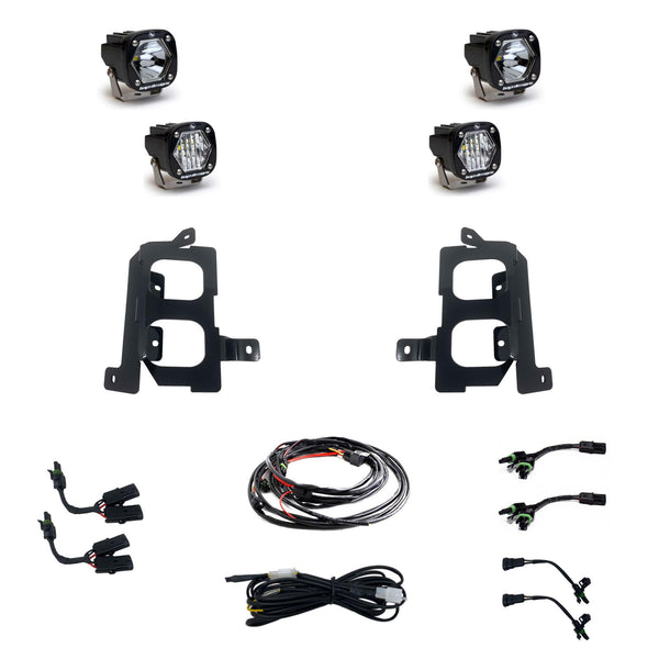 S1 Dual Fog Pocket Kit - '20-22 Sierra 2500HD/3500HD (Wide Cornering/Spot; Clear/Clear)