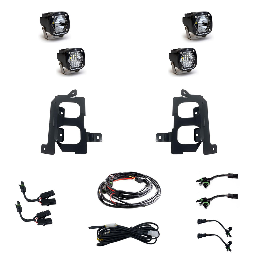S1 Dual Fog Pocket Kit - '20-22 Sierra 2500HD/3500HD (Wide Cornering/Spot; Clear/Clear)