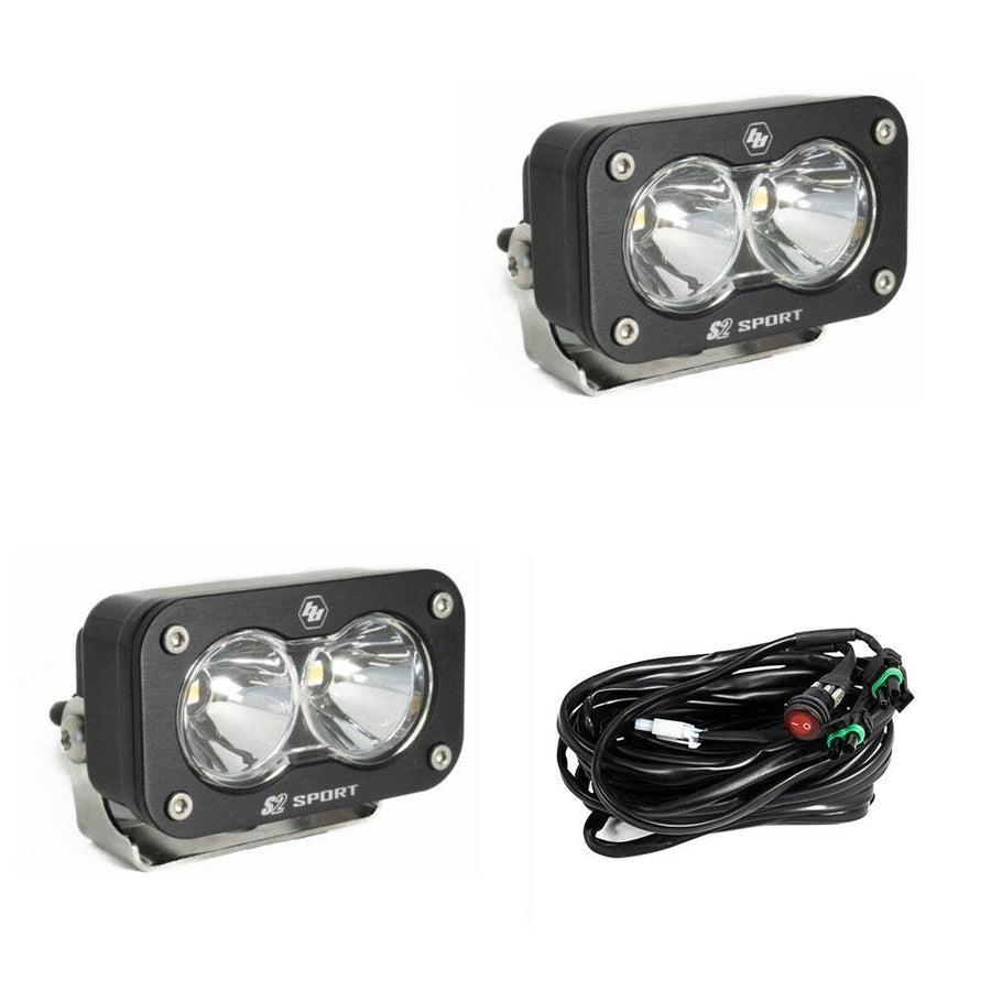 S2 Sport Black LED Light Pod Pair (Spot; Clear)