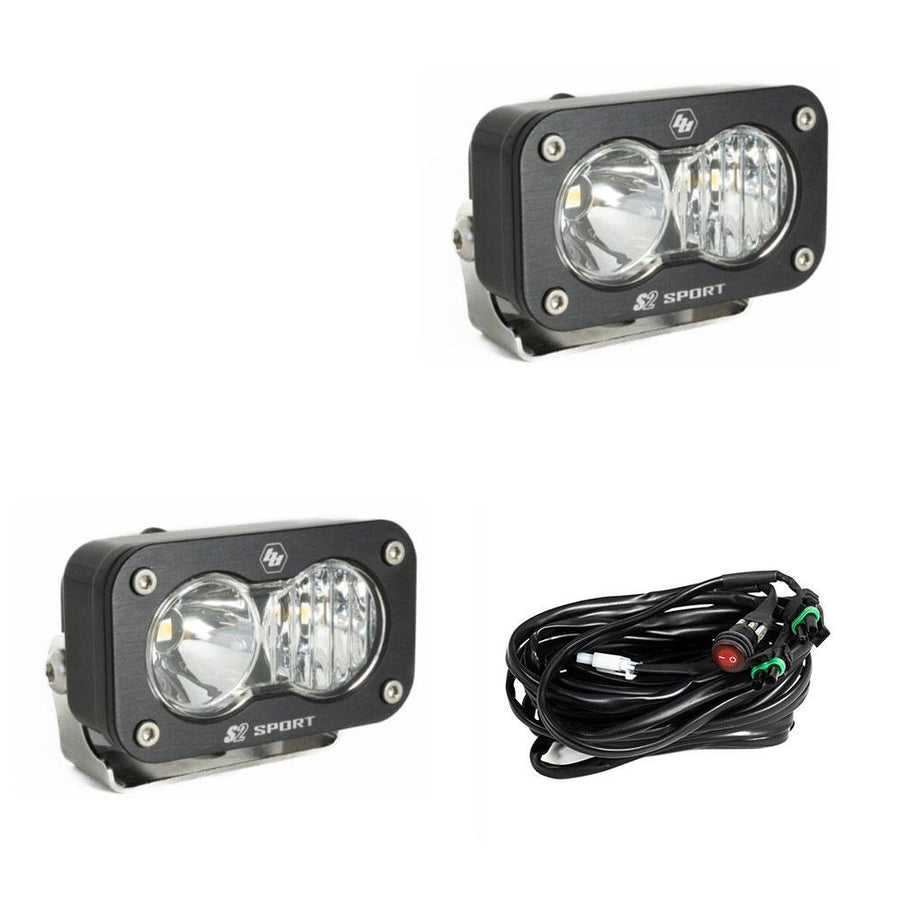 S2 Sport Black LED Light Pod Pair (Driving/Combo; Clear)