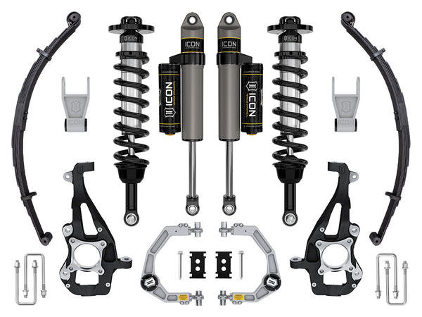 ICON 2021-2024 Ford F-150 4WD 3.5-4.5" Lift Stage 2 Suspension System Billet W/ Leaf Packs