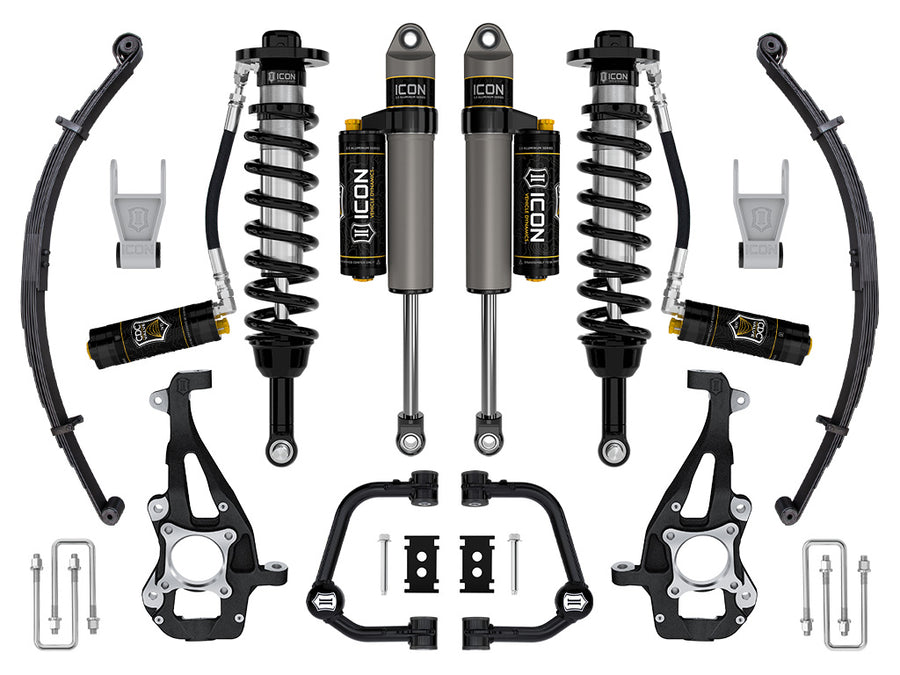 ICON 2021-2024 Ford F-150 4WD 3.5-4.5" Lift Stage 4 Suspension System Tubular CDCV W/ Leaf Packs