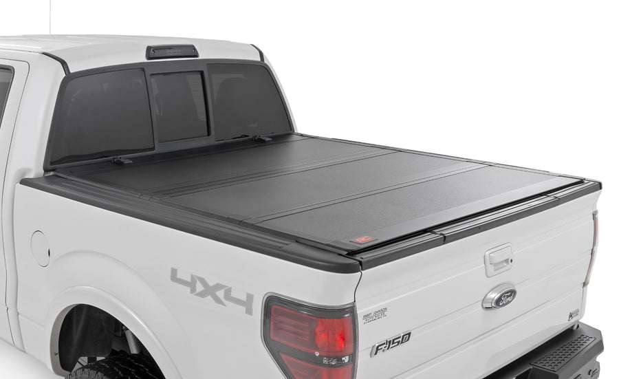 Rough Country - Hard Tri-Fold Flip Up Bed Cover - 5'7 In. Bed - Ford F-150 2WD/4WD (2004-2014)